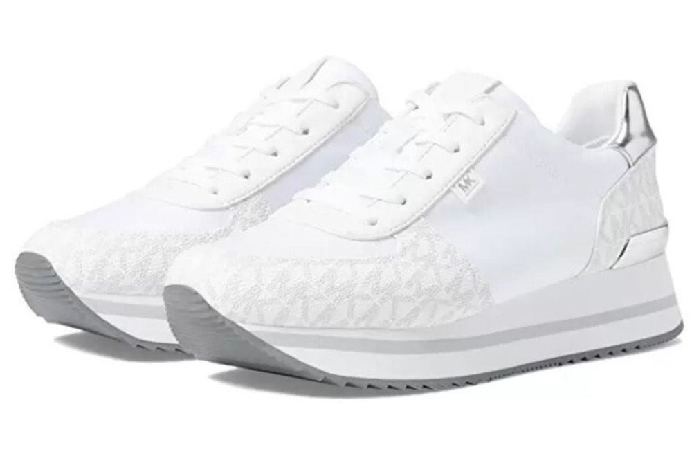 Michael Kors Monique Trainer Lace Up Sneakers MK Bright White Size 10 M